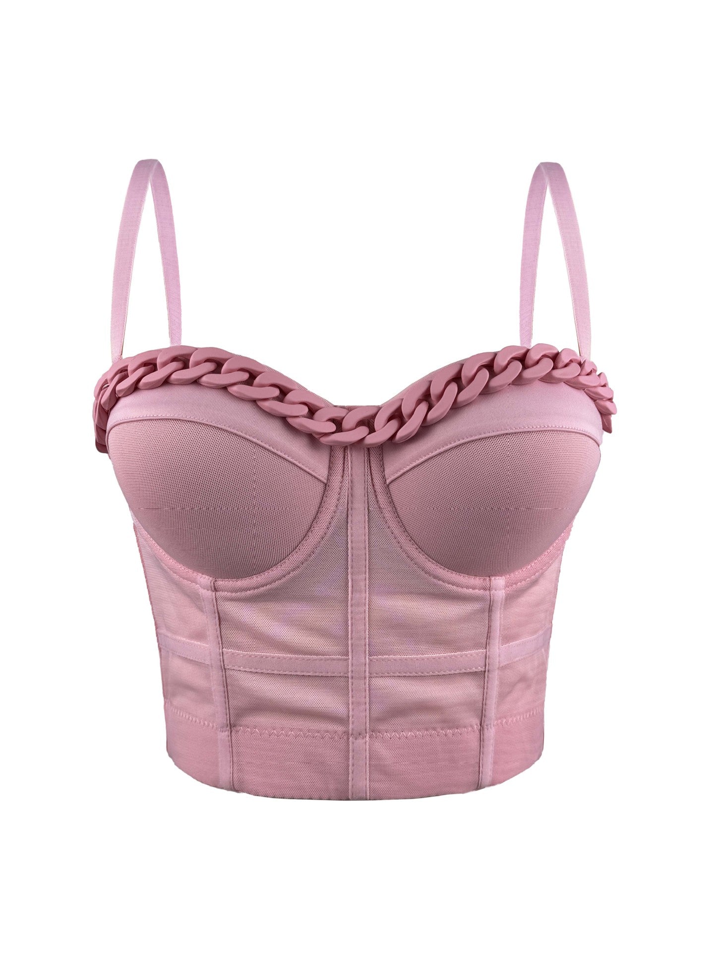 Chain Transparent Strapless Top Fashion Casual Outerwear Boned Bra Shapewear Fitted Slimming Boned Top