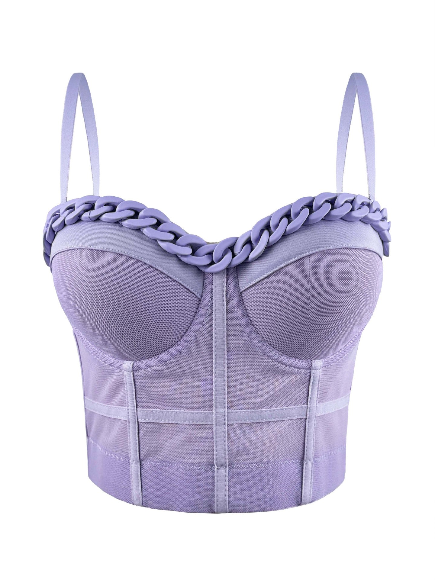 Chain Transparent Strapless Top Fashion Casual Outerwear Boned Bra Shapewear Fitted Slimming Boned Top