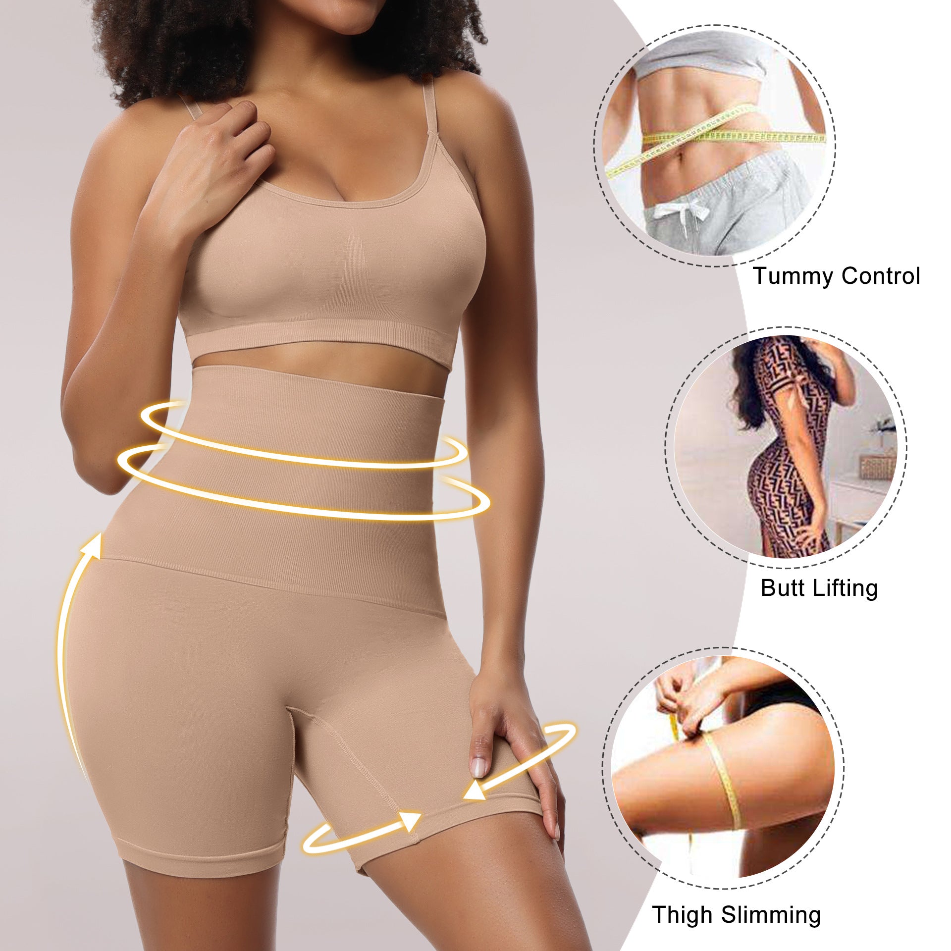 High-Waist Safety Pants for Tummy Control, Body Shaping without Rolling, Shapewear Pants