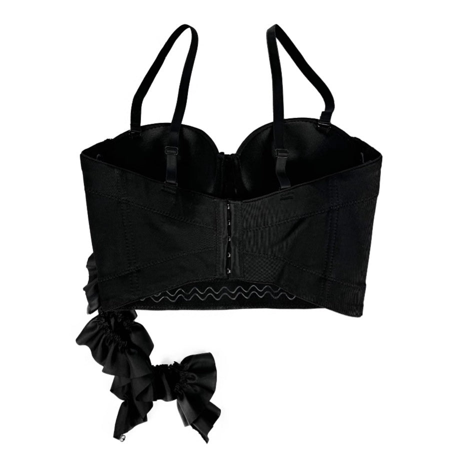 Spring  Floral Tassel Design Outerwear Boned Bustier Shapewear with Padded Straps French Style