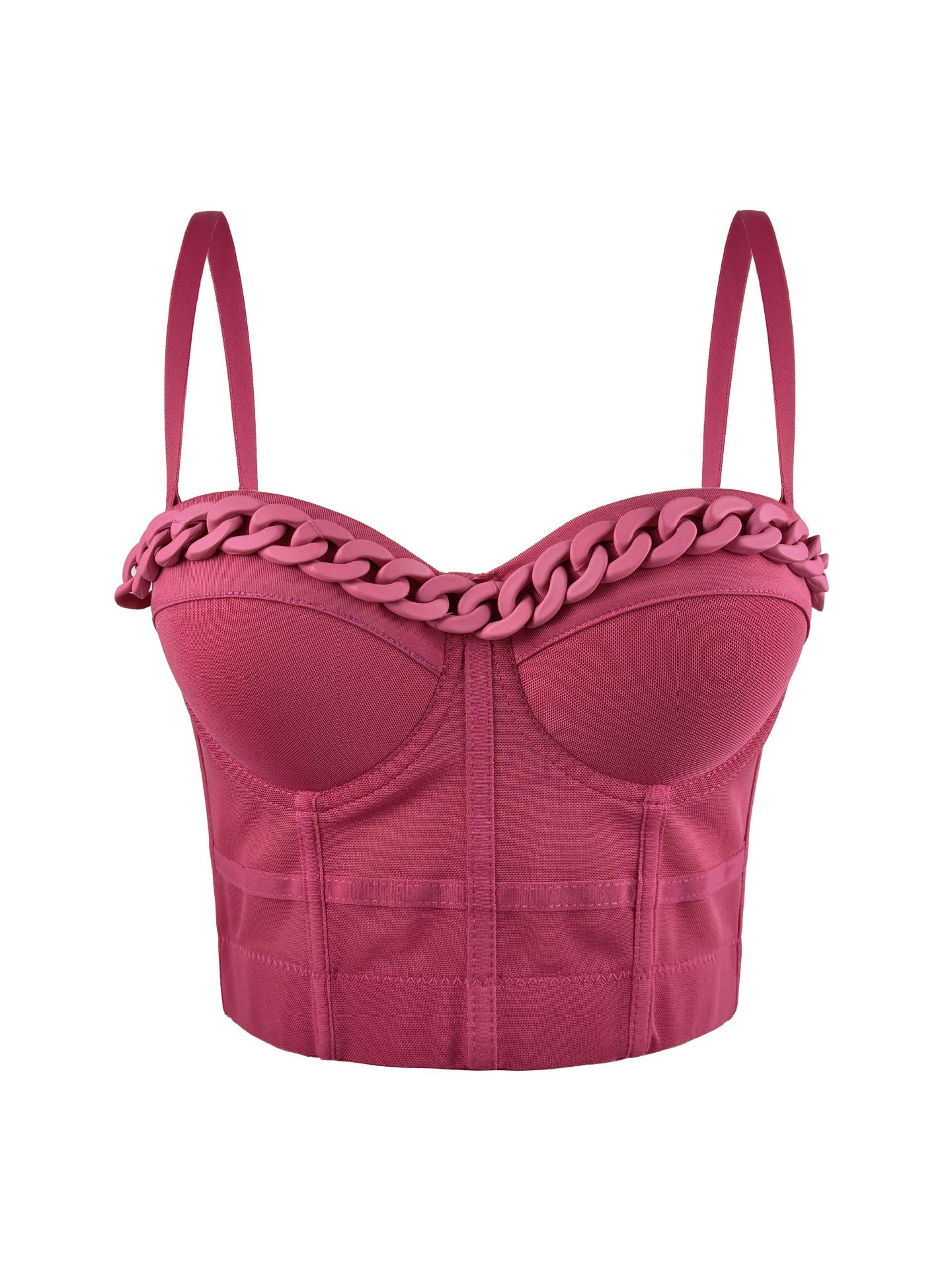 Chain Transparent Strapless Top Fashion Casual Outerwear Boned Bra Shapewear Fitted Slimming Boned Top