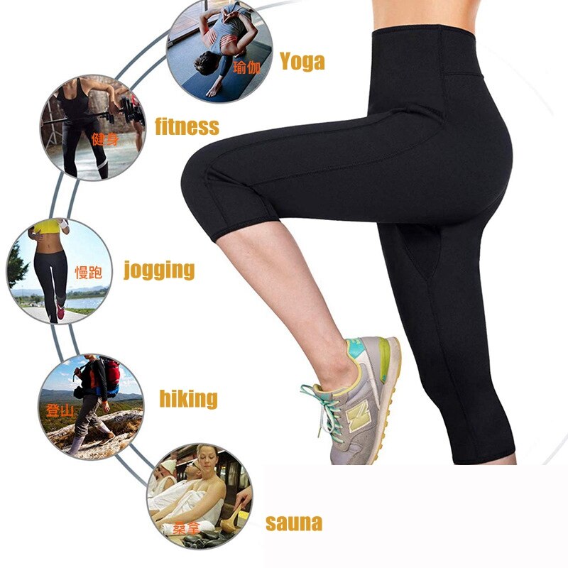 Waist Shaper Sweat Pants Strong Tummy Control Sport Fitness Waist Trainer Slimming Short Neoprene Sweat Shapewear Legs Slimmer