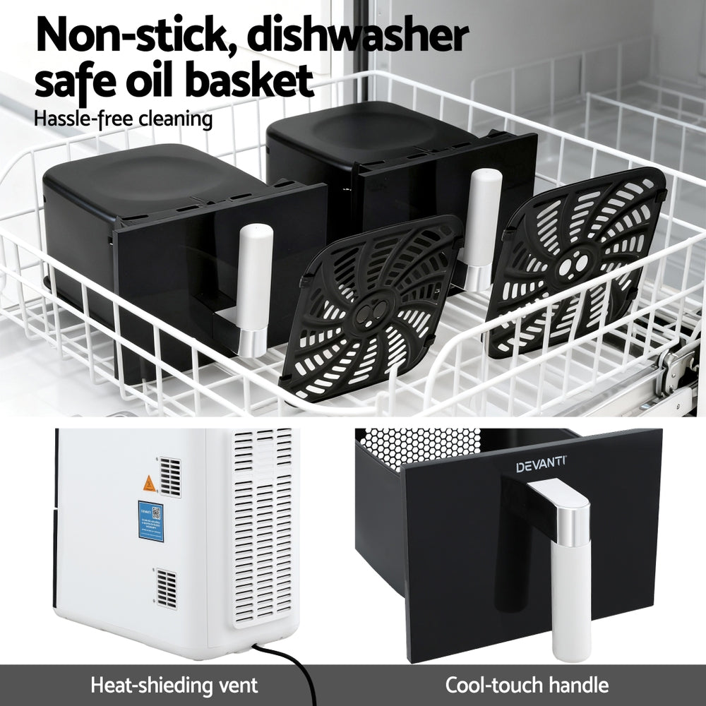 Devanti Air Fryer Oven 11L Dual Zone Fryers