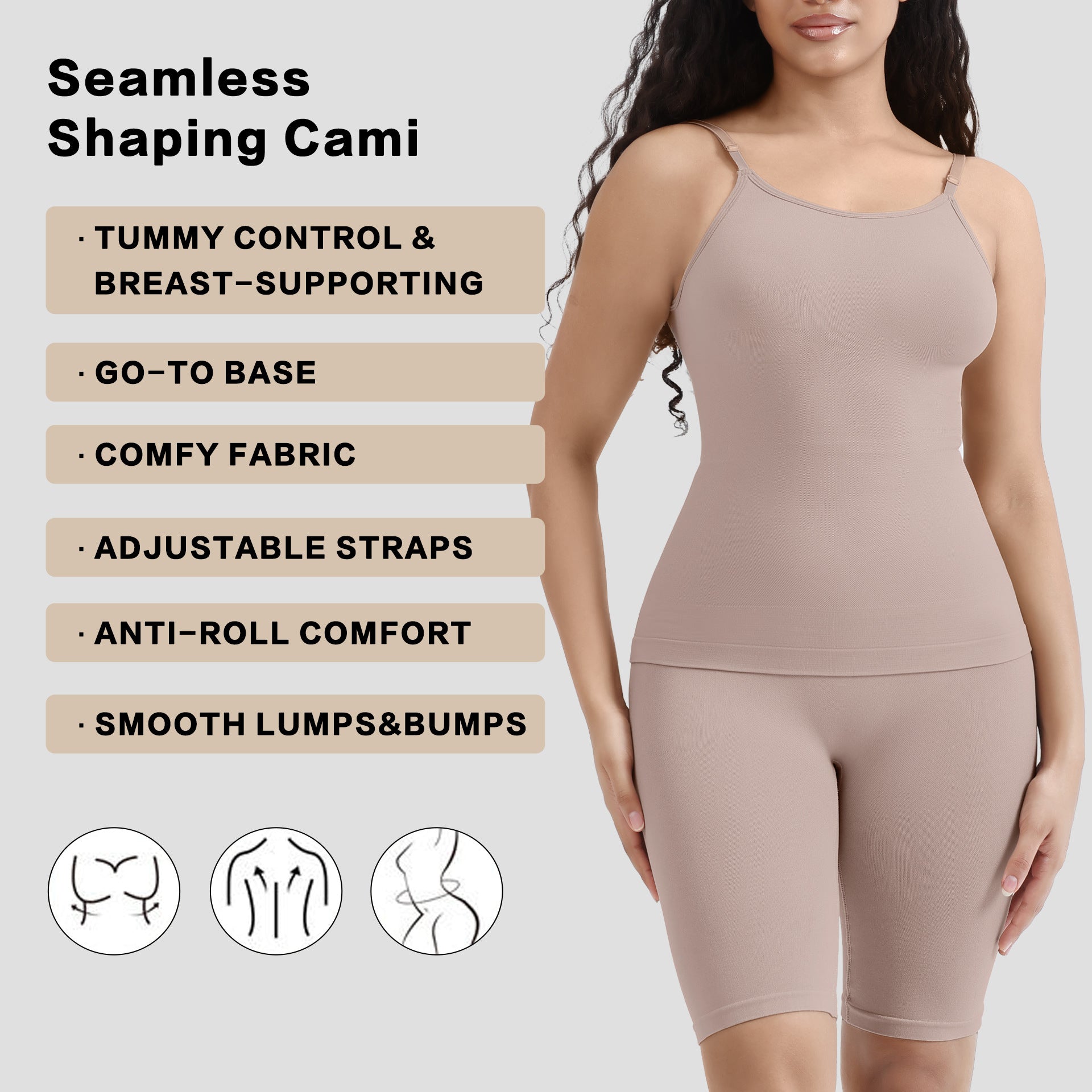 Large Size Bust Compression Shapewear Tummy Control Strapless Body Shaper Camisole Base Layer