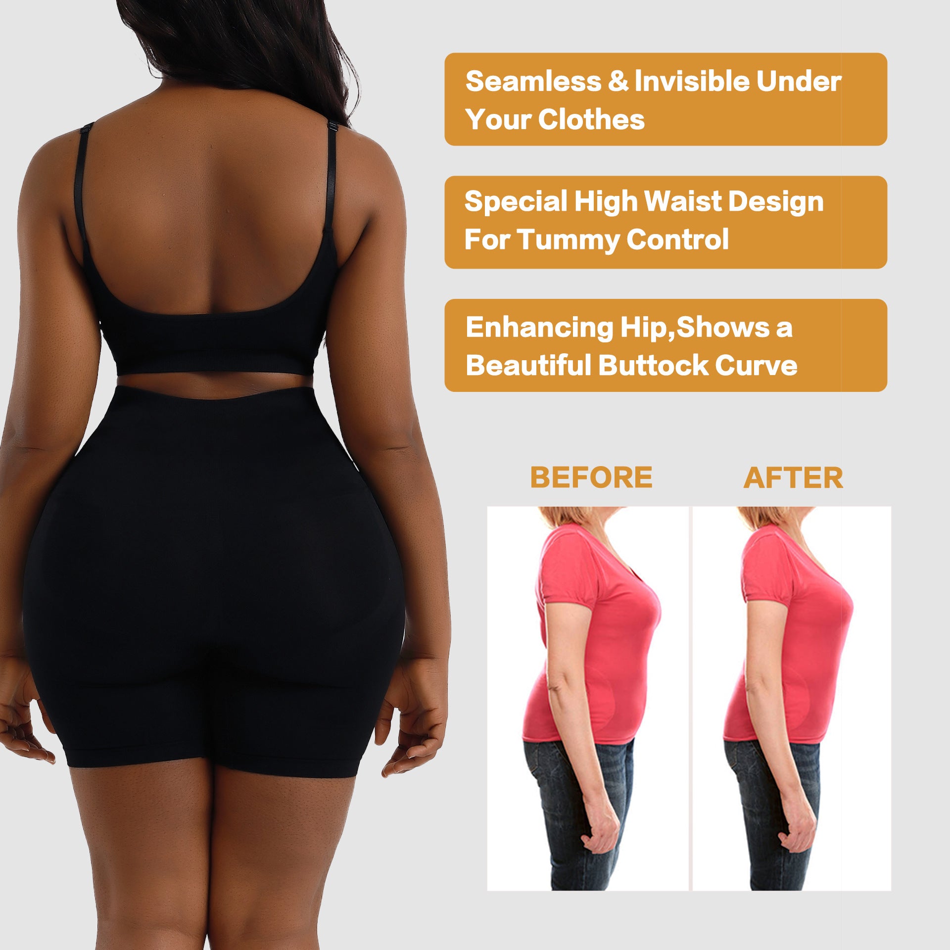 High-Waist Safety Pants for Tummy Control, Body Shaping without Rolling, Shapewear Pants