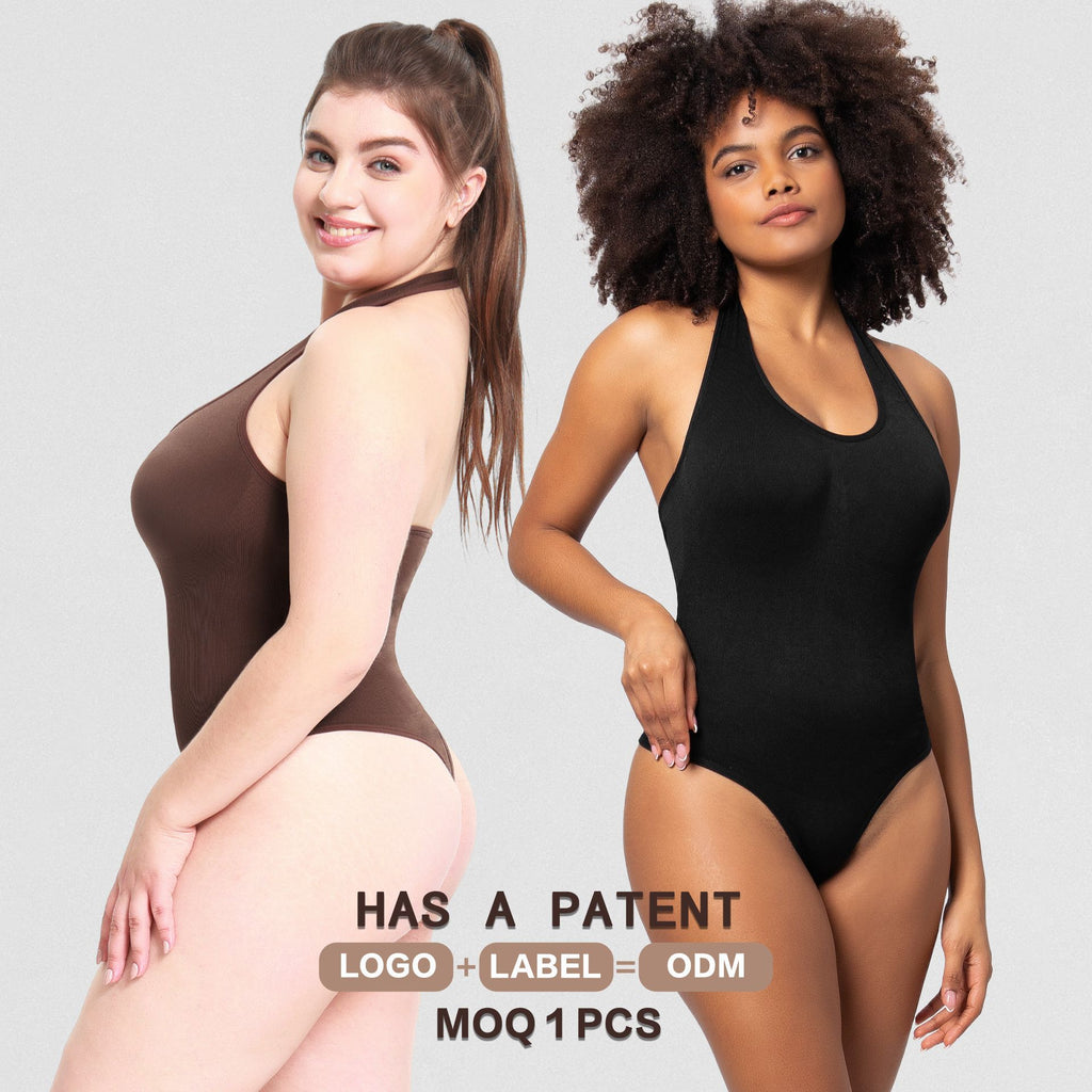 Shapewear Body Shaper T-Back Plus Size Neck-Hanging Waist-Cinching Bodysuit Women's Body