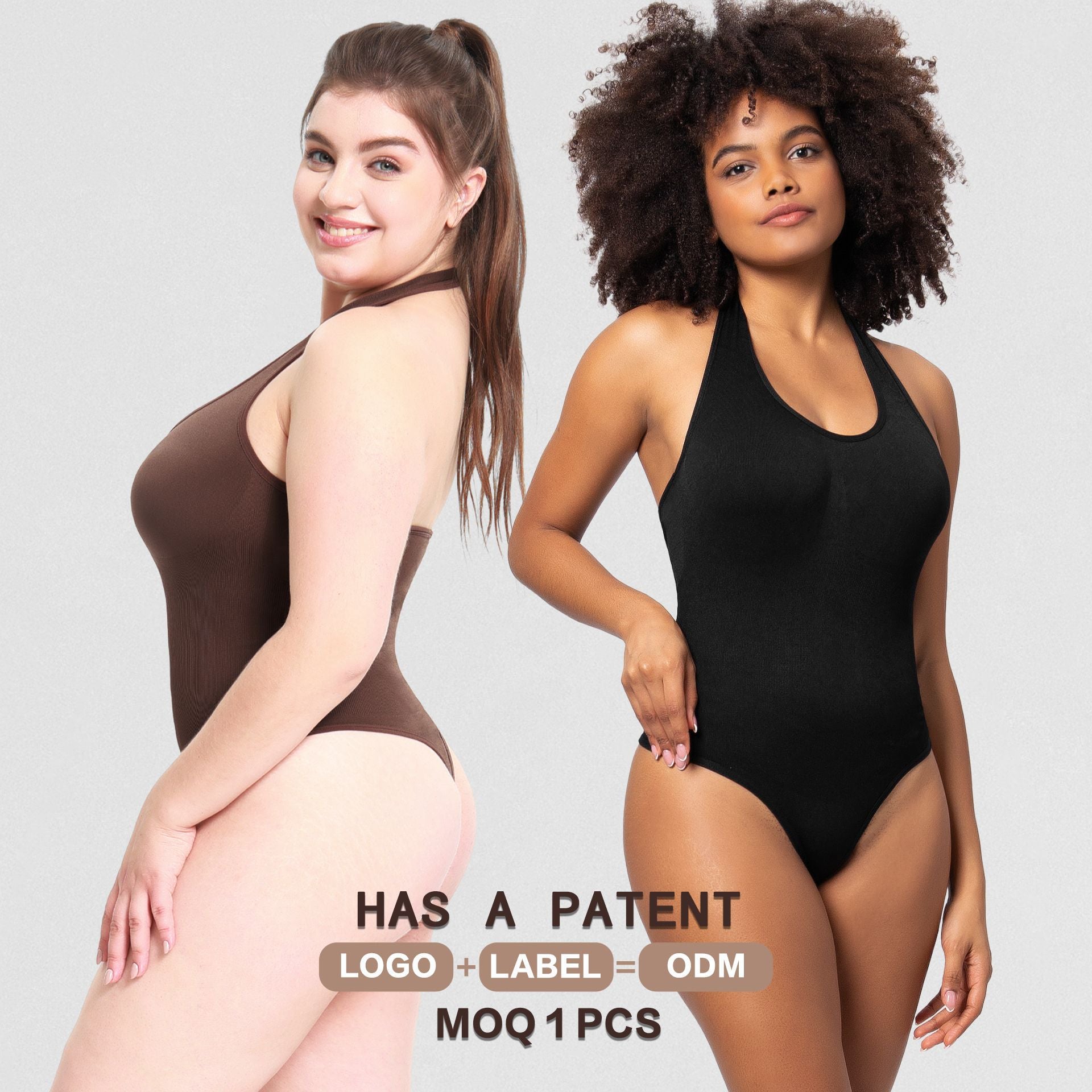 Shapewear Body Shaper T-Back Plus Size Neck-Hanging Waist-Cinching Bodysuit Women's Body