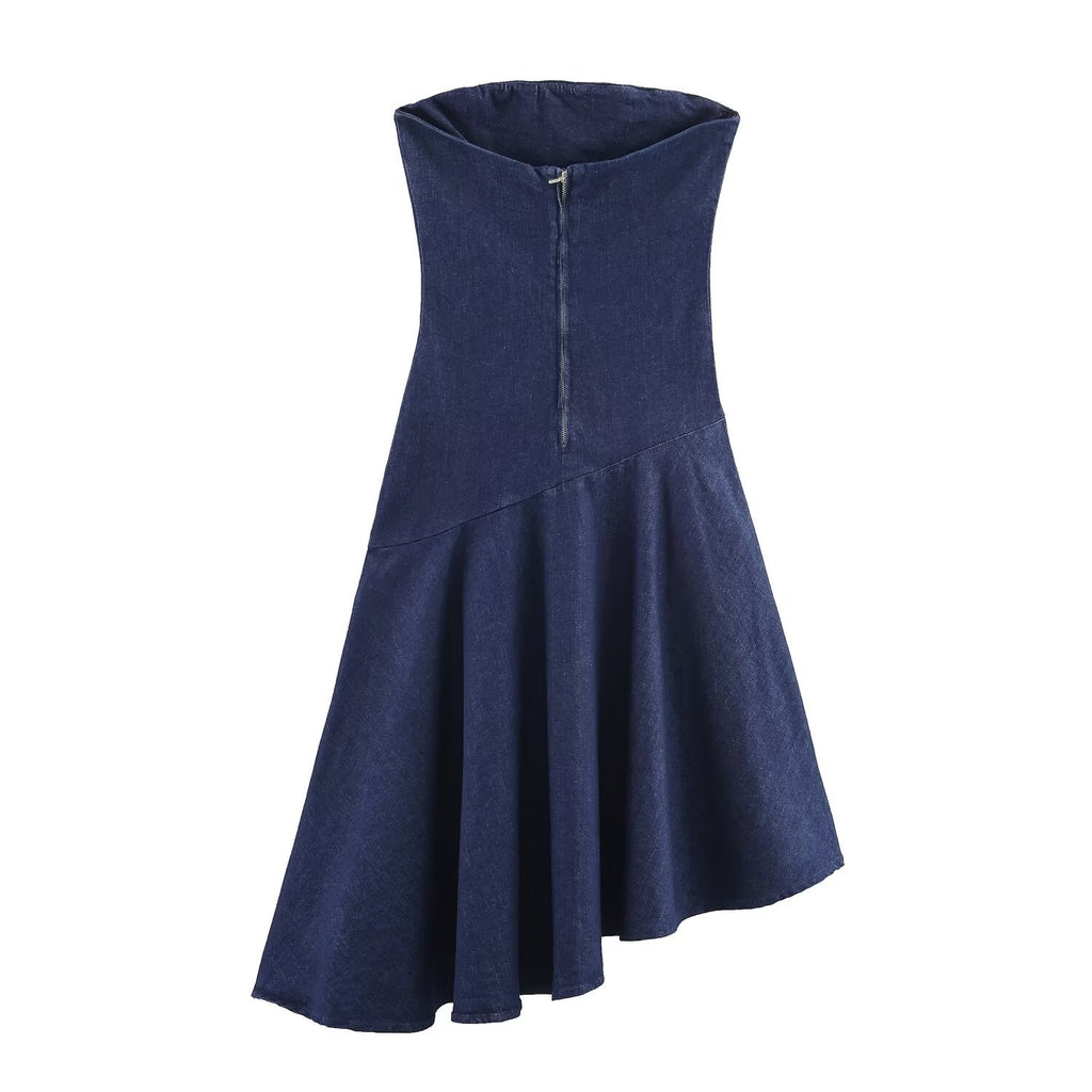 Slim asymmetric denim dress
