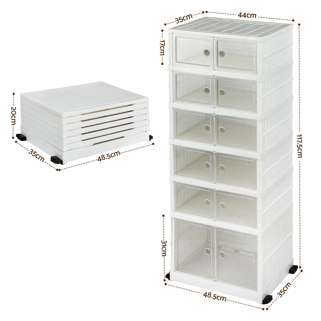 Artiss Foldable Shoe Storage Box 6 Tier 12 Pairs Entryway