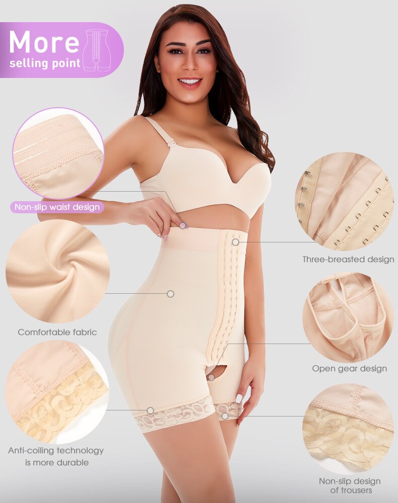 Women Shapewear Firm Control Seamless Thigh Slimmer High Waist Trainer Panties Hip Enhancer Butt Lifter Short Booster Underwear
