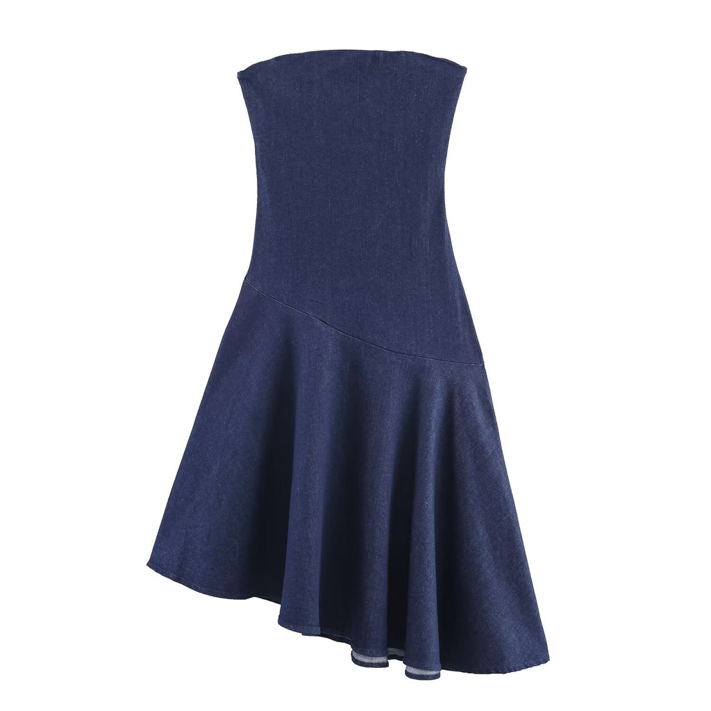 Slim asymmetric denim dress
