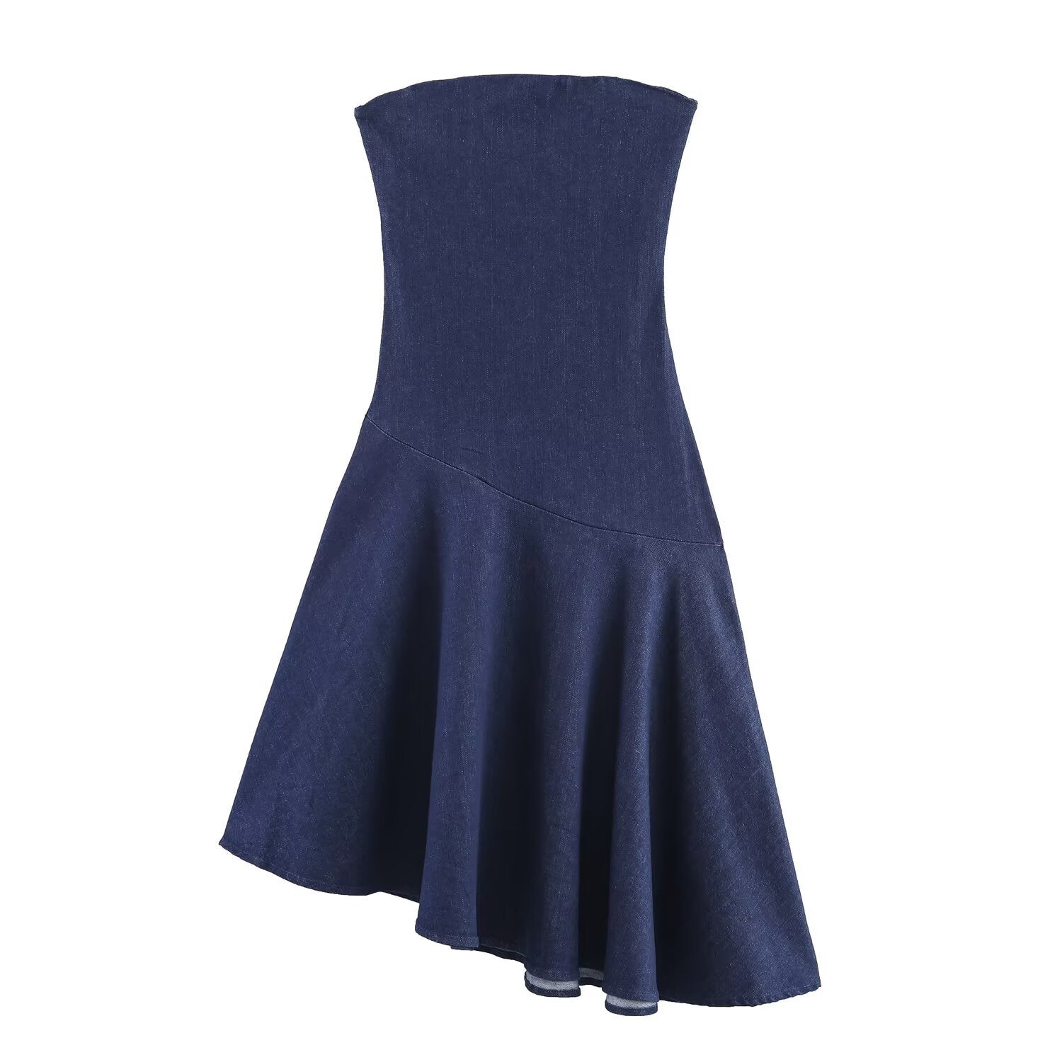 Slim asymmetric denim dress