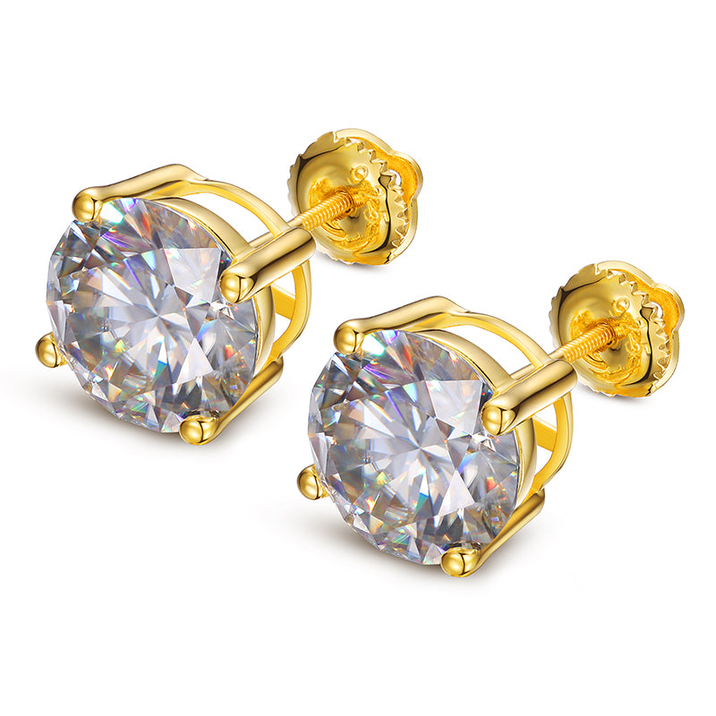 3mm-10mm Classic Mossanite Screw Back Earrings Luxury Jewelry  925 Sterling Silver VVS Moissanite Diamond Ear Stud for Men Women
