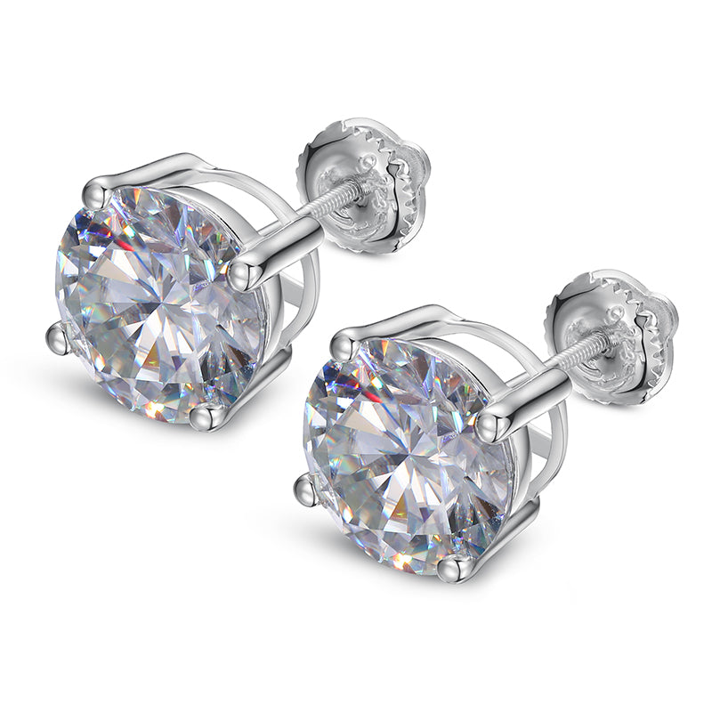 3mm-10mm Classic Mossanite Screw Back Earrings Luxury Jewelry  925 Sterling Silver VVS Moissanite Diamond Ear Stud for Men Women