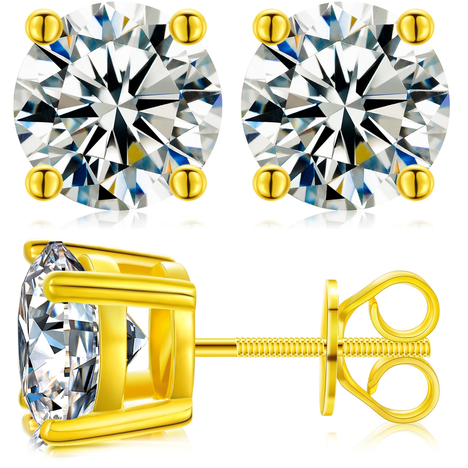 3mm-10mm Classic Mossanite Screw Back Earrings Luxury Jewelry  925 Sterling Silver VVS Moissanite Diamond Ear Stud for Men Women