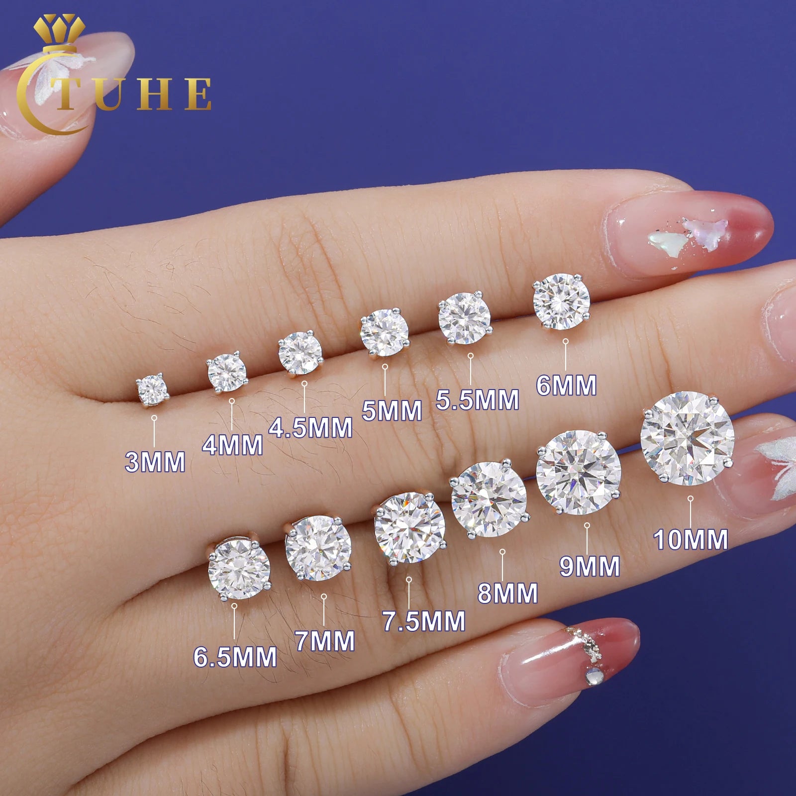 3mm-10mm Classic Mossanite Screw Back Earrings Luxury Jewelry  925 Sterling Silver VVS Moissanite Diamond Ear Stud for Men Women