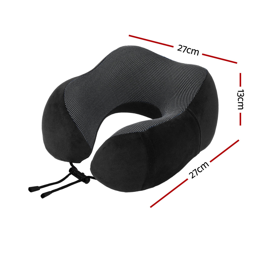 Wanderlite Travel Pillow for Airplanes Memory Foam Neck Pillows for Traveling, Soft & Washable Cover with Storage Bag, Portable Plane Accessories for Airplanes Offices Cars, Black