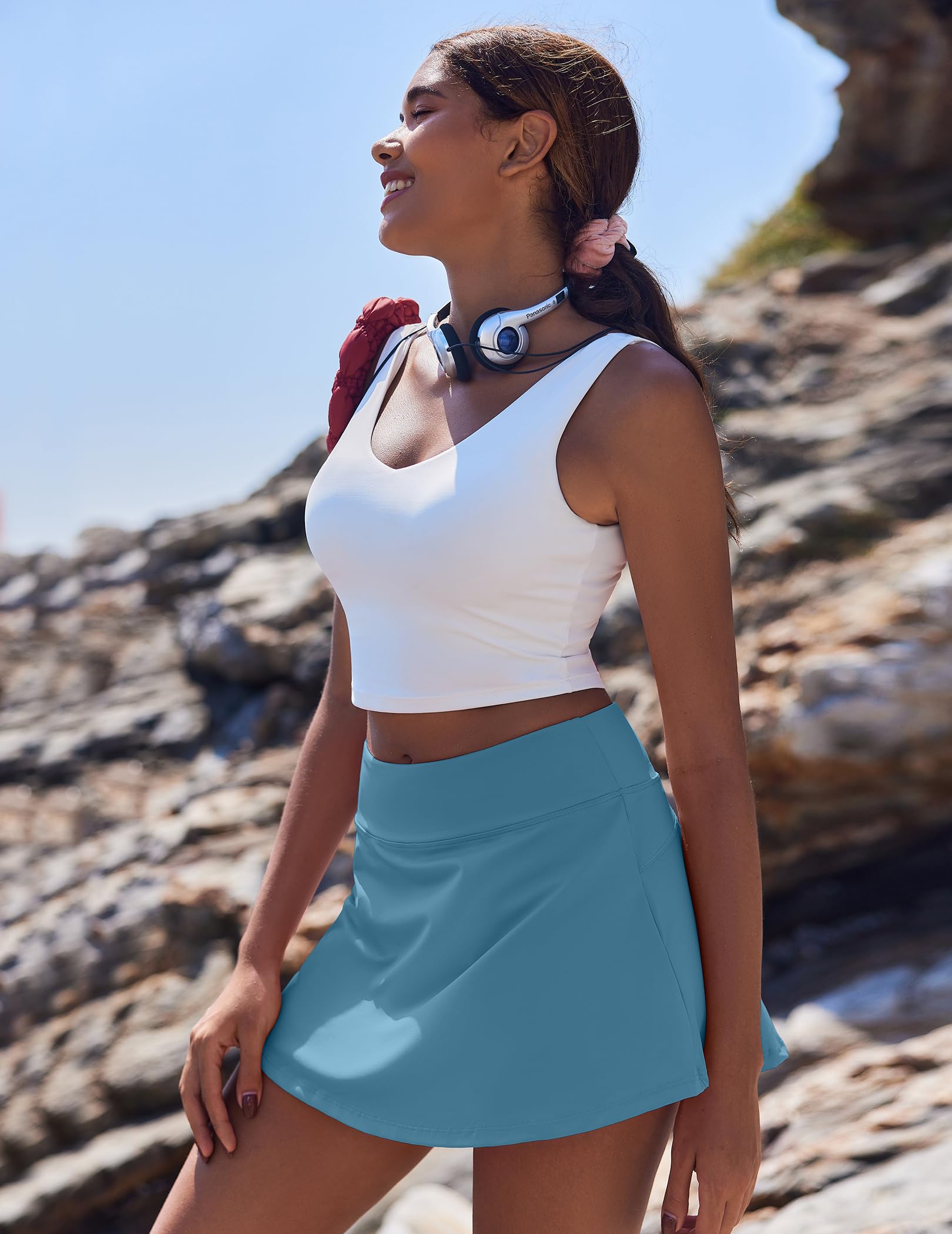 Women's Tennis Skirt with Pockets & Built-in Shorts – High-Waisted Golf Running Skort for Active Lifestyle, Sporty Fitness Wear (blue,M)