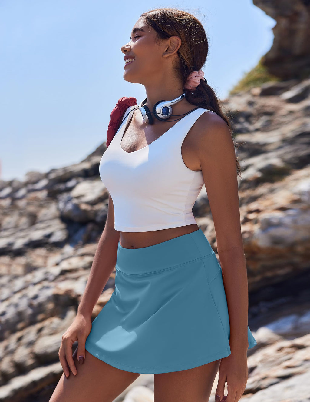 Women's Tennis Skirt with Pockets & Built-in Shorts – High-Waisted Golf Running Skort for Active Lifestyle, Sporty Fitness Wear (blue,S)