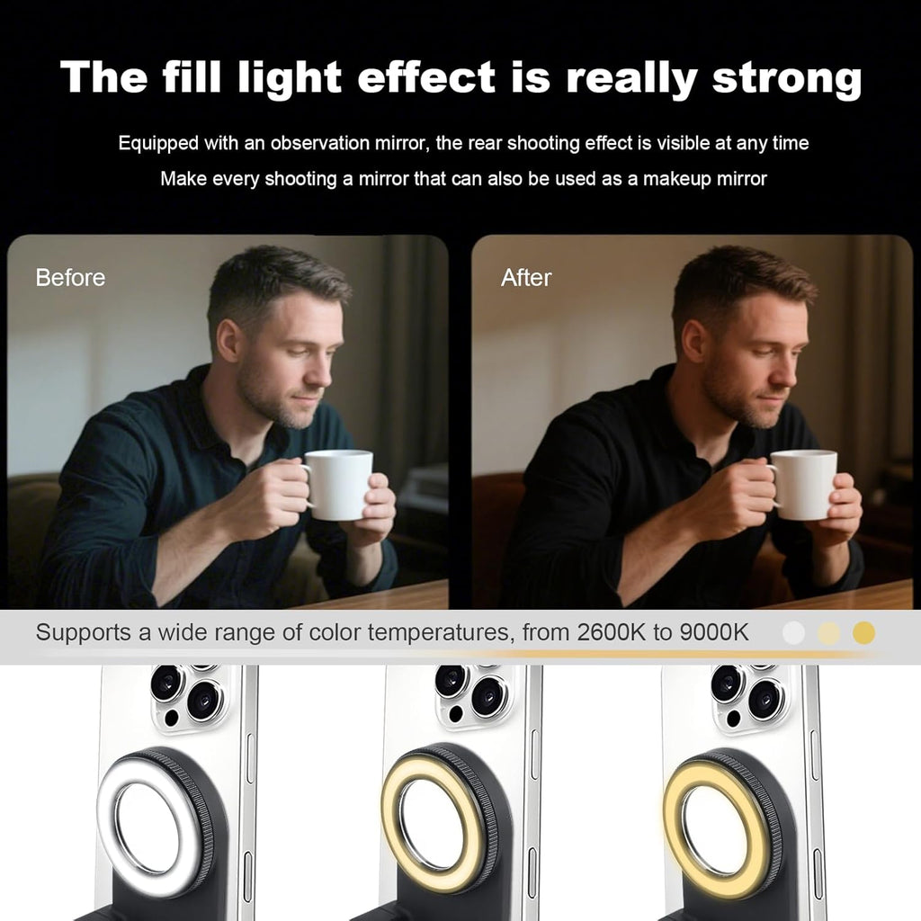 Magnetic Phone Camera Grip with Fill Light & Remote: Stable Shooting Holder for iPhone/Android – Ideal for Vlog, Selfie & Photography