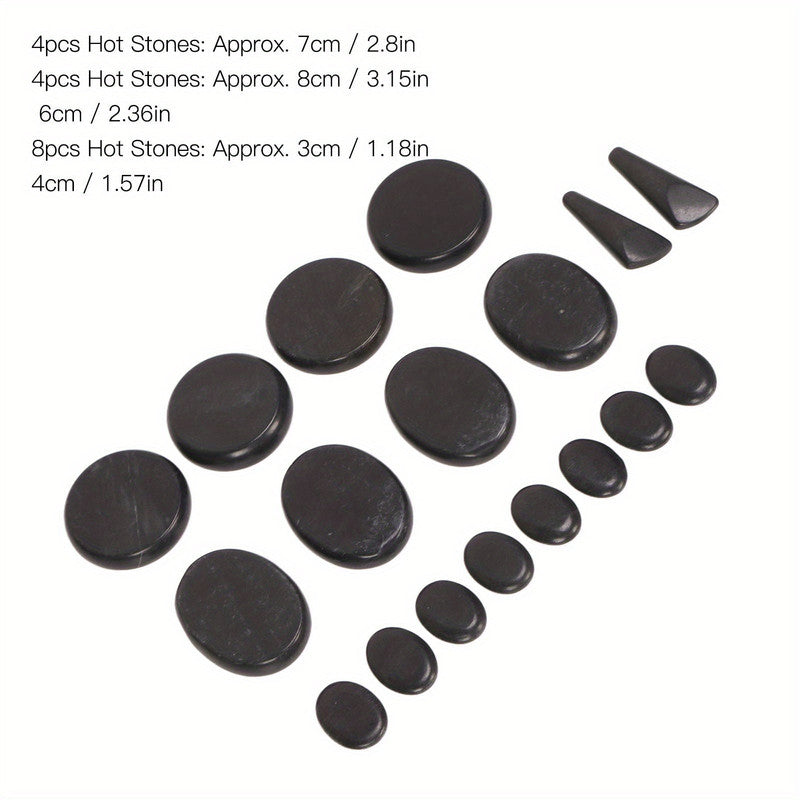 18Pcs Heated Basalt Massage Stones With Warmer Box