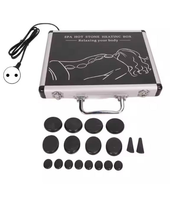 18Pcs Heated Basalt Massage Stones With Warmer Box