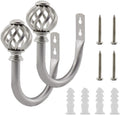 2 Pack Curtain Holdbacks, U Shaped Wall Mounted Curtain Tieback Hooks Drapery Tiebacks Decorative Curtain Hooks Window Treatment Holdbacks Hardware for Home Decor (Silver)
