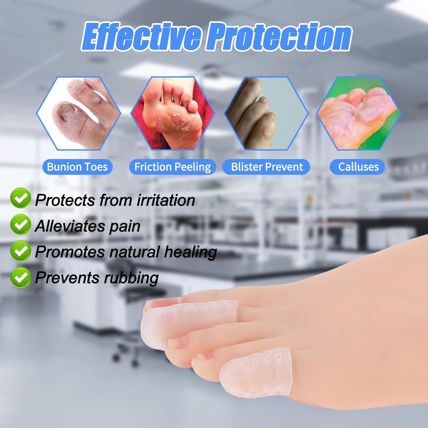 16 Pcs Gel Toe Protectors, Silicone Toe Caps Protectors for Women and Men Toe Covers Guards Sleeves for Pain Relief Shoes Cushions for Blisters and Corns