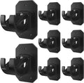 8PCS No Drill Curtain Rod Brackets,Nail Free Adjustable Curtain Rods No Drilling,Self Adhesive Curtain Rod Holder,Perforated Curtain Rod Hook,Non Screw Stick On Sticky Black Drape Pole Hanger Black