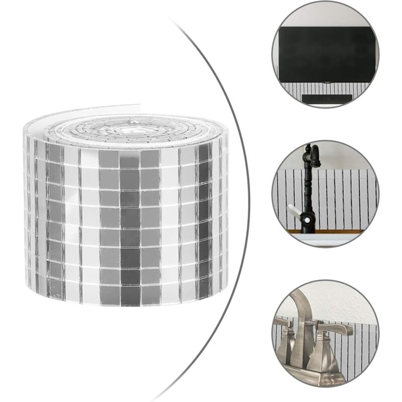 ROll Self Adhesive Glass Mini Square Silver Mirror Mosaic Tiles Sticker Mosaic Tiles Mirror Wall Sticker For Diy Crafts