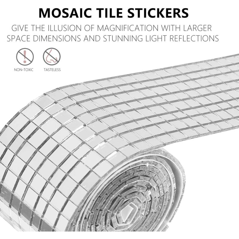 ROll Self Adhesive Glass Mini Square Silver Mirror Mosaic Tiles Sticker Mosaic Tiles Mirror Wall Sticker For Diy Crafts