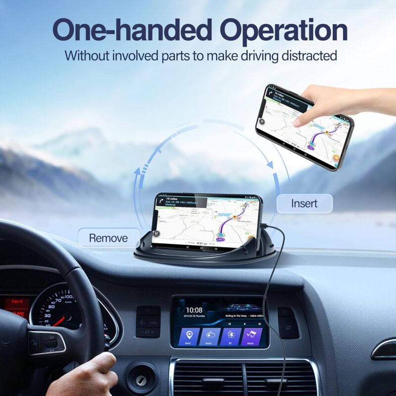Car Phone Holder, Anti-Slip DAshboard Mount Cell Phone Holder Compatible For Other Smartphone (Black)
