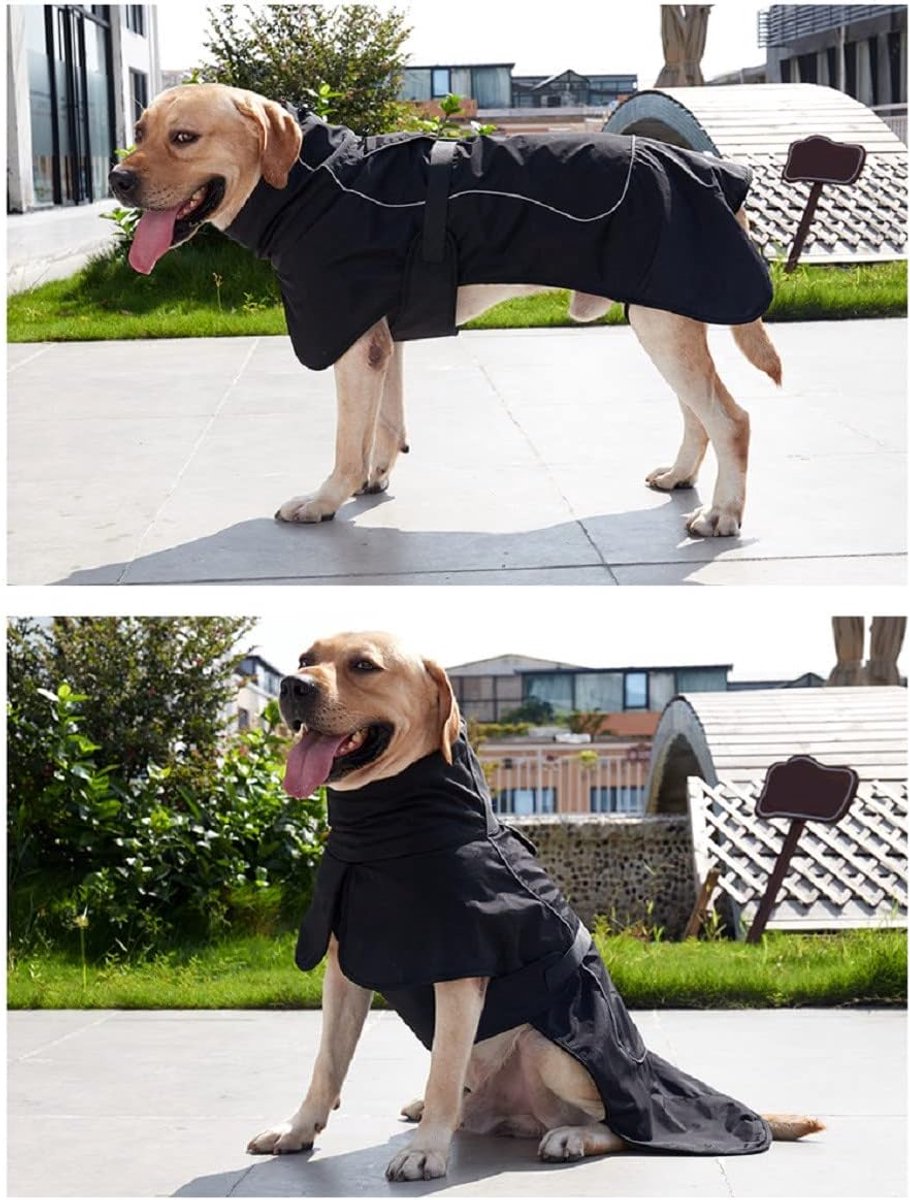 Dog Raincoat - Dog Jacket - Waterproof Winter Dog Coat - Windproof Dog Coat - Winter Dog Coat - Reflective Strip - Black - Size XL - Perfect for Medium-Sized Dogs