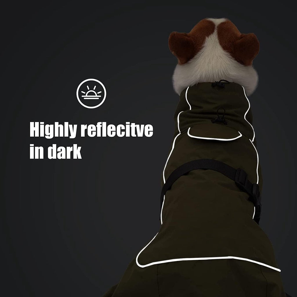 Dog Raincoat - Dog Jacket - Waterproof Winter Dog Coat - Windproof Dog Coat - Winter Dog Coat - Reflective Strip - Black - Size M - Perfect for Small and Medium Dogs