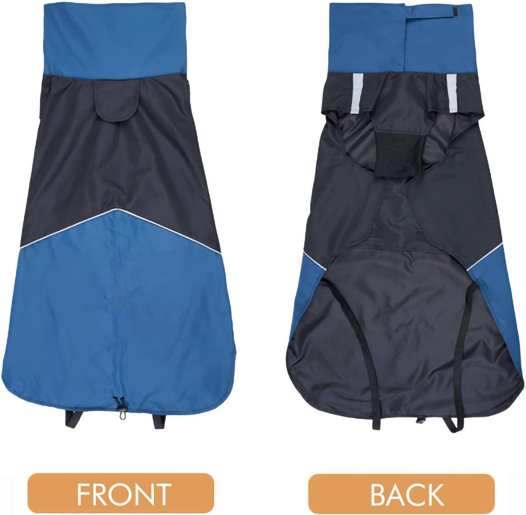 Dog Raincoat - Dog Jacket - Waterproof Winter Dog Jackets - Windproof Dog Jacket - Winter Dog Jacket - Reflective Strip - Perfect for Small Dogs - Medium-Sized Dogs - Blue and Black - Size XL