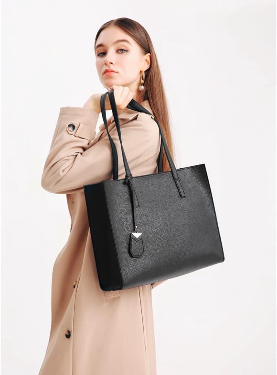 Handbags, large women's shopping bags, fashion, school, work, casual bags with zipper, A-black, western style