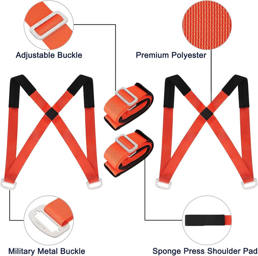 Moving Harness with Lifting Straps Set - Moving Aid - Moving Straps - Moving Belt - Lifting Aid - Tie-down Straps / Lifting Slings - 270kg Load Capacity - Furniture Dolly - Moving - Carrying Strap - Set for 2 People