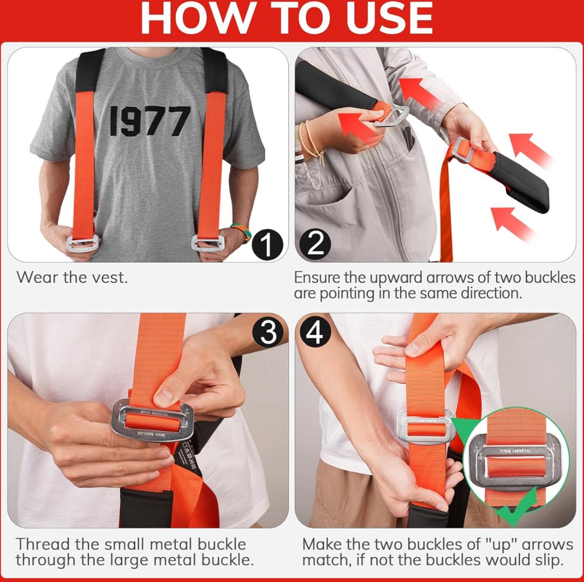 Moving Harness with Lifting Straps Set - Moving Aid - Moving Straps - Moving Belt - Lifting Aid - Tie-down Straps / Lifting Slings - 270kg Load Capacity - Furniture Dolly - Moving - Carrying Strap - Set for 2 People