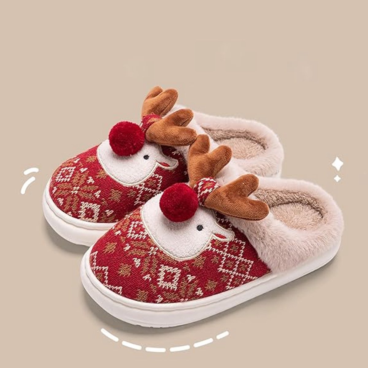 Slippers - House shoes - Christmas - Christmas Gift - Anti-slip - Anti-slip Sole - with Plush Lining - Comfeet - Warm - Women and Men - Size 39/40 - Red - Creative - Interesting - Surprising - Gift - Perfect as a Christmas gift