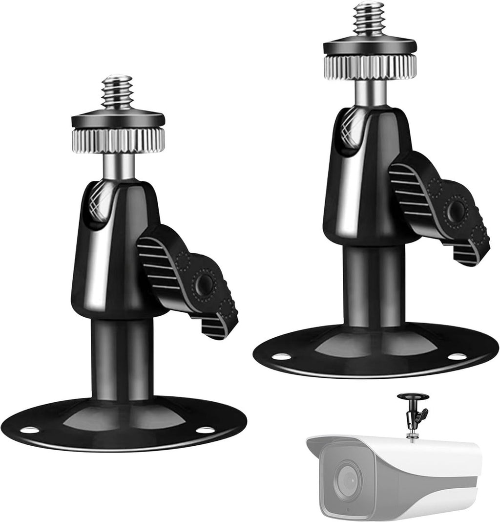 Metal Camera Bracket - 2 pieces - 360° adjustable - Wall mounting - For security cameras - Indoor and outdoor use - With installation accessories - Black