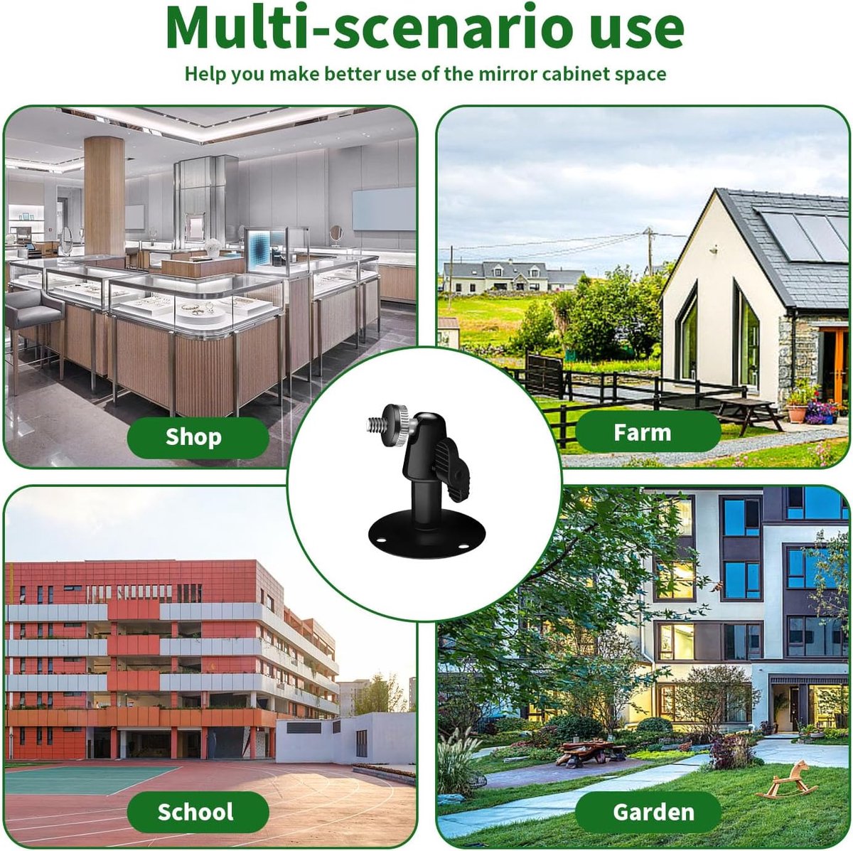 Metal Camera Bracket - 2 pieces - 360° adjustable - Wall mounting - For security cameras - Indoor and outdoor use - With installation accessories - Black