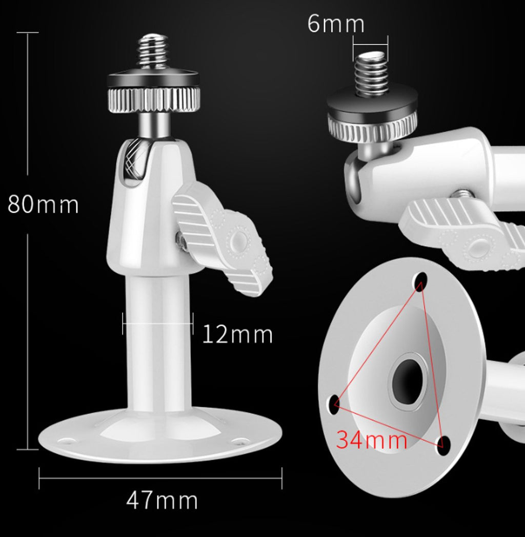Metal Camera Bracket - 2 pieces - 360° adjustable - Wall mounting - For security cameras - Indoor and outdoor use - With installation accessories - Black