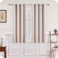 Short Beige Thermal Insulating Blackout Curtains Set of 2 with Eyelets 140 x 160 cm Compatible with DEBUNS for Small Window Living Room Bedroom