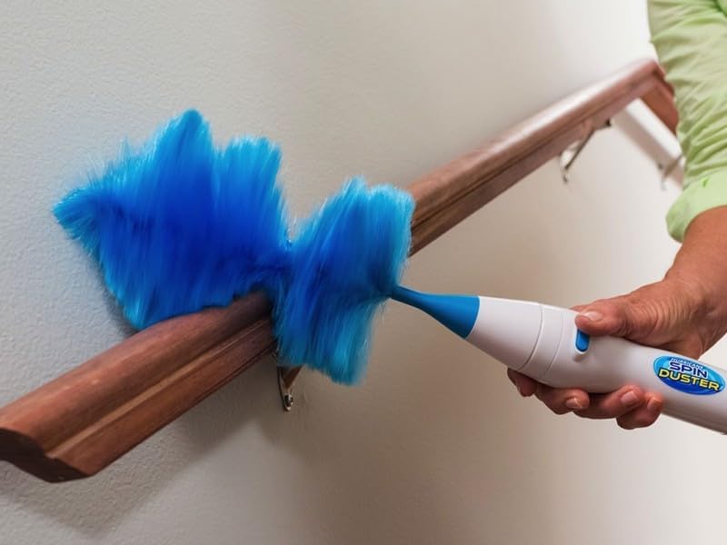 Hurricane 360 Electric Feather Spin Duster Feather Duster Adjustable Electric Dirt Dust Brush Removing Dust in One Spin Cleaning Accessories Home Office, Use Battery