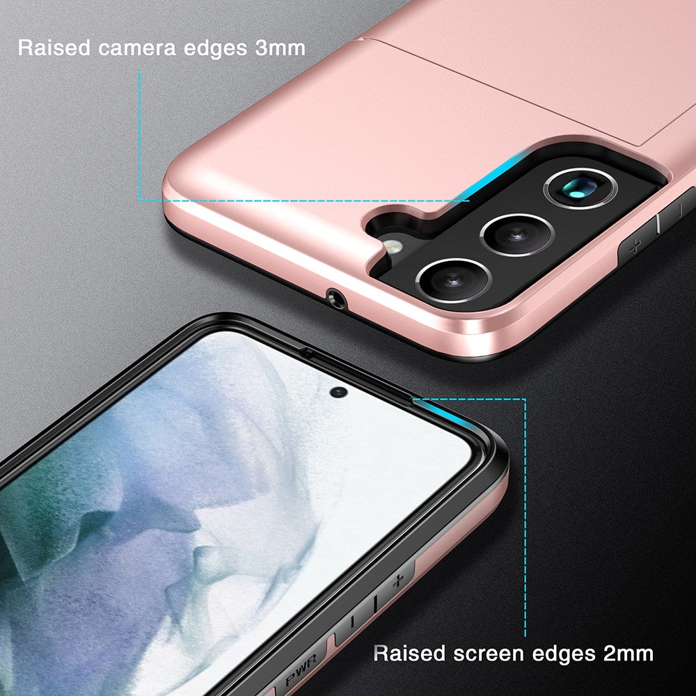 Compatible with Samsung Galaxy S22 Case with Card Slot Rose Gold
