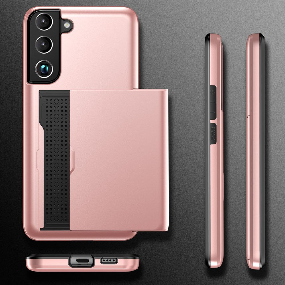 Compatible with Samsung Galaxy S22 Case with Card Slot Rose Gold