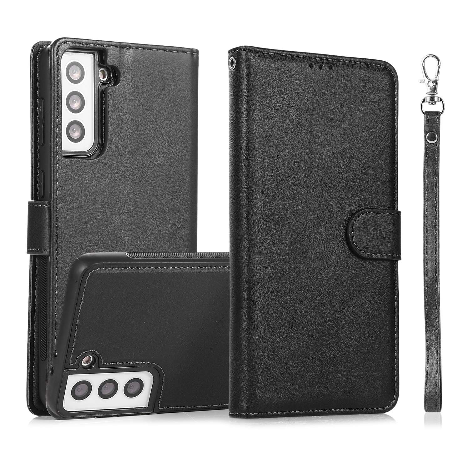 Compatible with Samsung S22 Magnetic Wallet Case Black