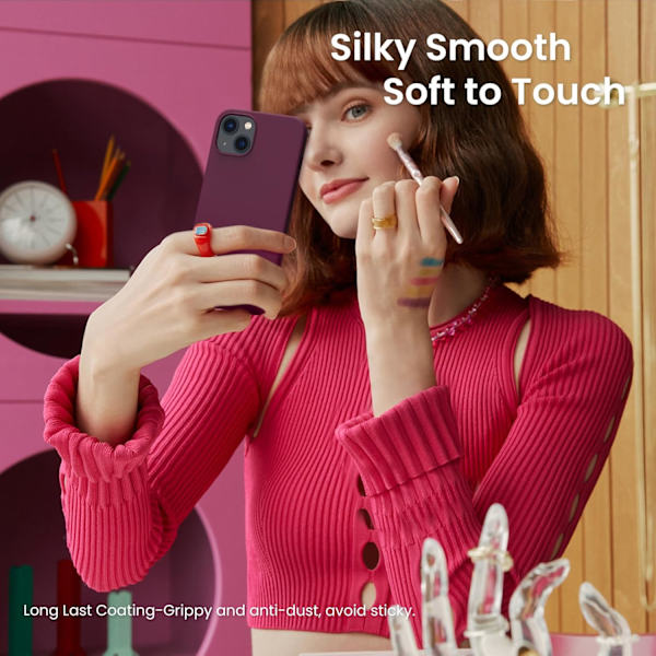 iPhone 13 Case Liquid Silicone Ultra Thin Full Coverage Shockproof Protective Soft Case for 6.1 Inch Red Wine