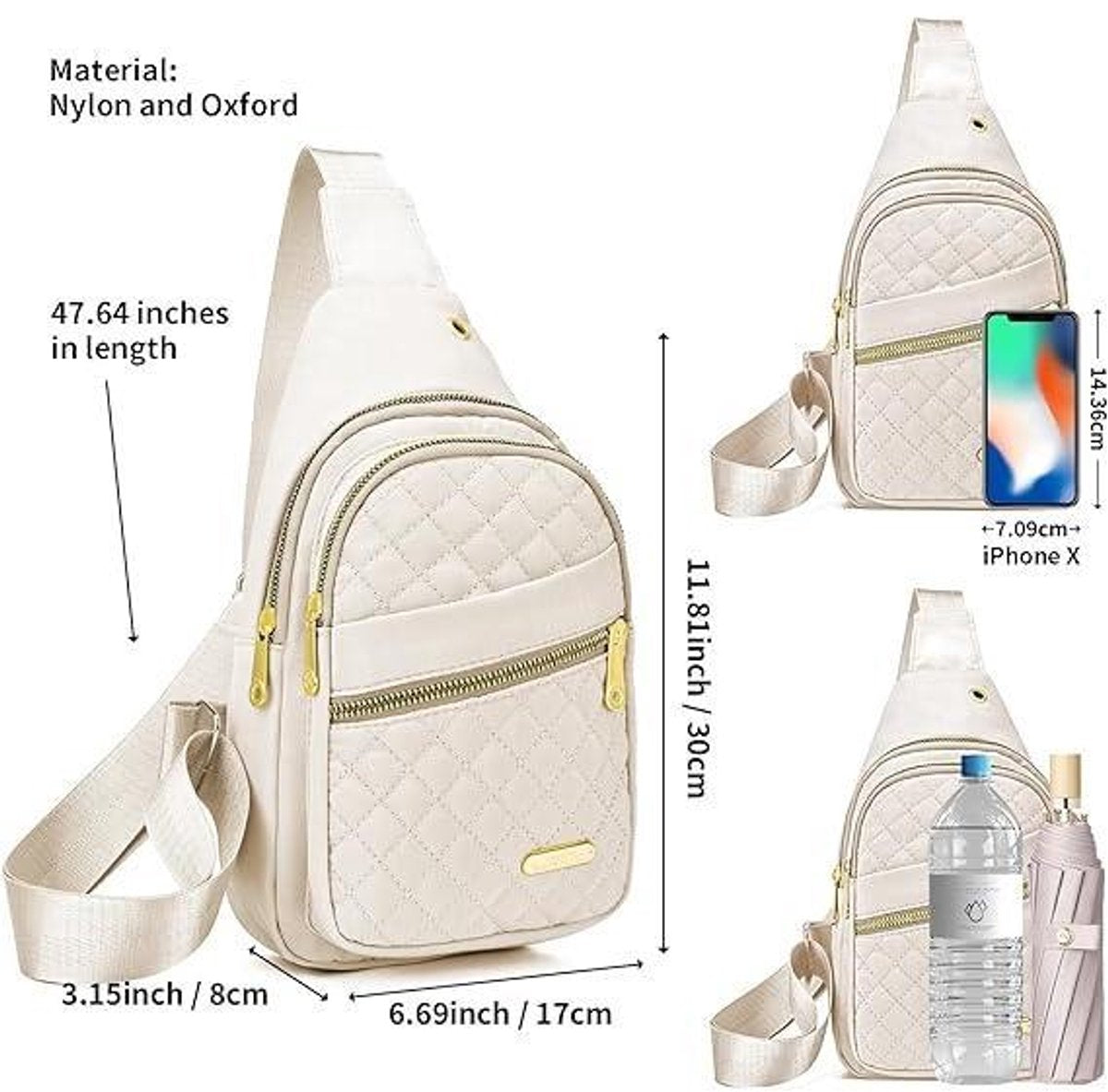 Unisex Shoulder Bag - 5 Storage Pockets & Cable Grommet - Women's Crossbody Bag - Men's Crossbody Bag - Crossbody Bags - Sling Bag - Adjustable Carrying Style (Cross/Shoulder/Chest) - Pink