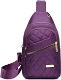 Unisex Shoulder Bag - 5 Storage Pockets & Cable Grommet - Women's Crossbody Bag - Men's Crossbody Bag - Crossbody Bags - Sling Bag - Adjustable Carrying Style (Cross/Shoulder/Chest) - Purple